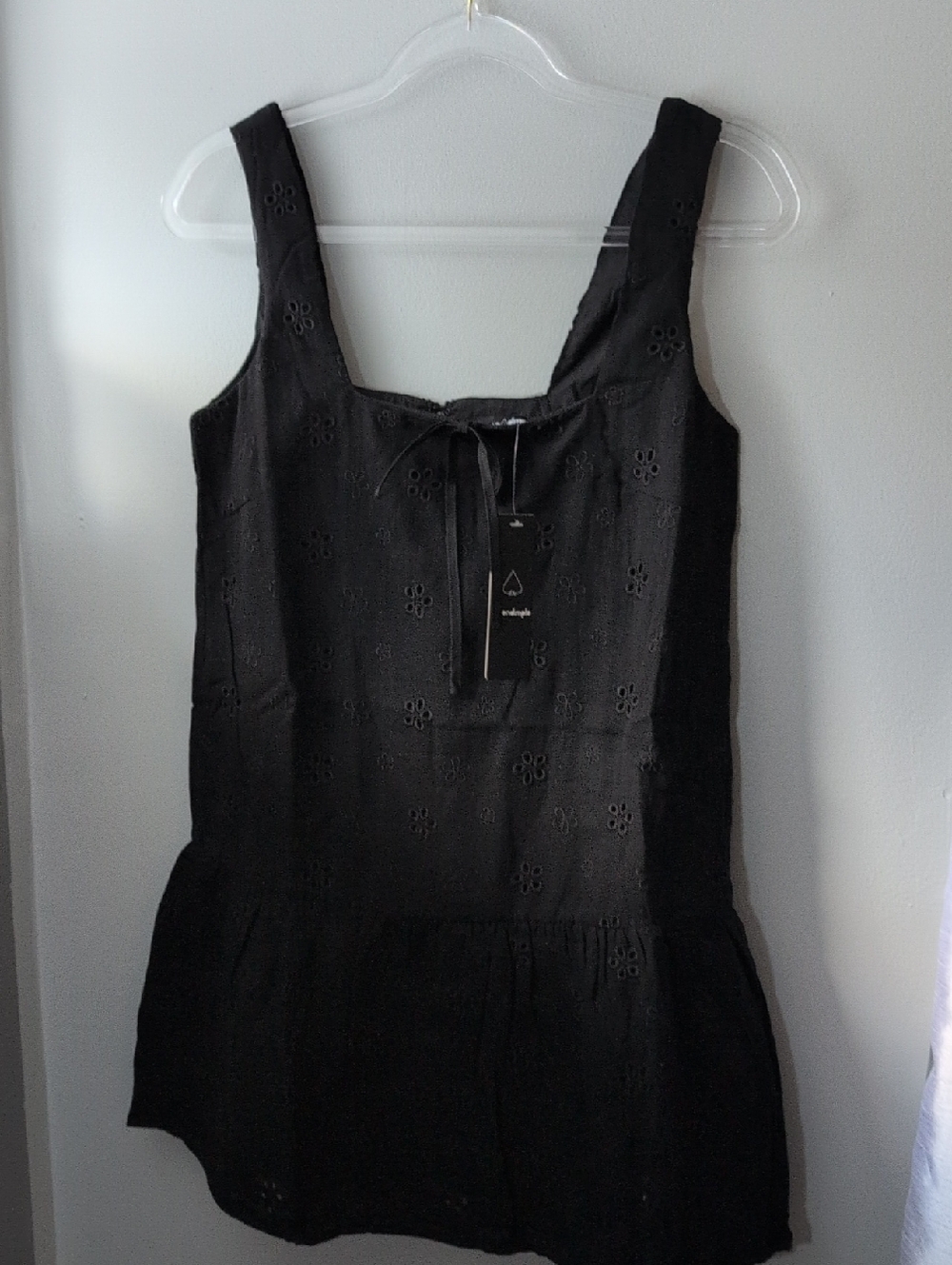 Green Dimple - Women's Black Eyelet Tank Dress - Black
